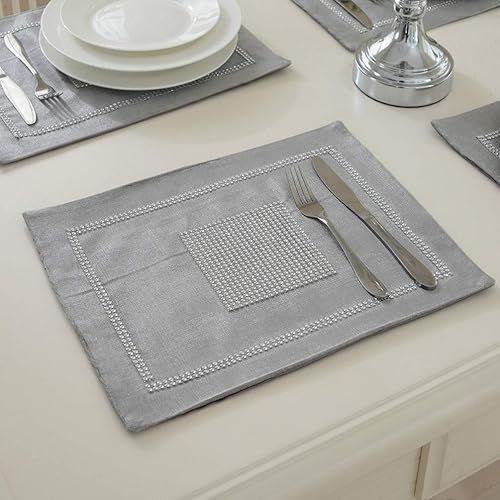 San Tungus Paquete de 4, manteles individuales elegantes de 12 x 16 pulgadas, manteles individuales clásicos y elegantes con lentejuelas y diamantes