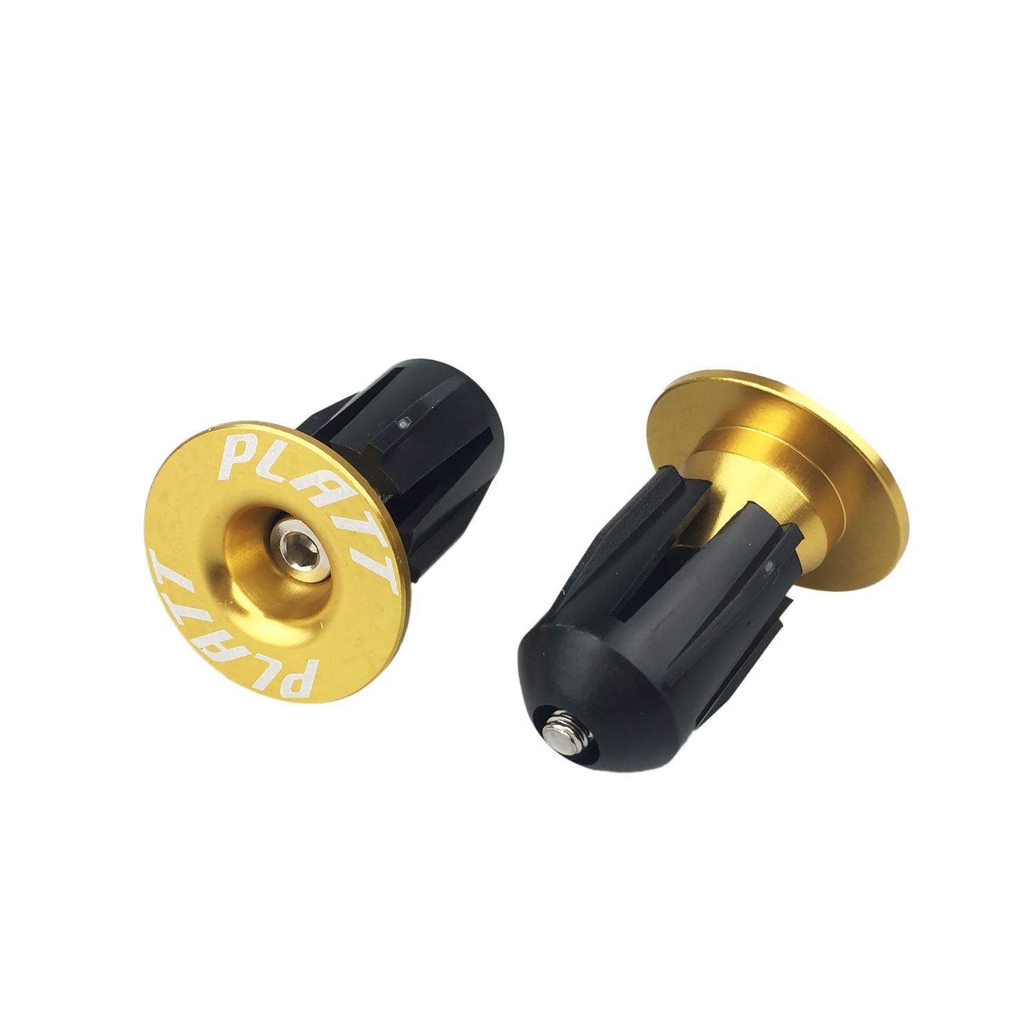 Platt - Tappi terminali per manubrio in alluminio, per mountain bike, bici da strada, BMX, 1 coppia, colore: oro