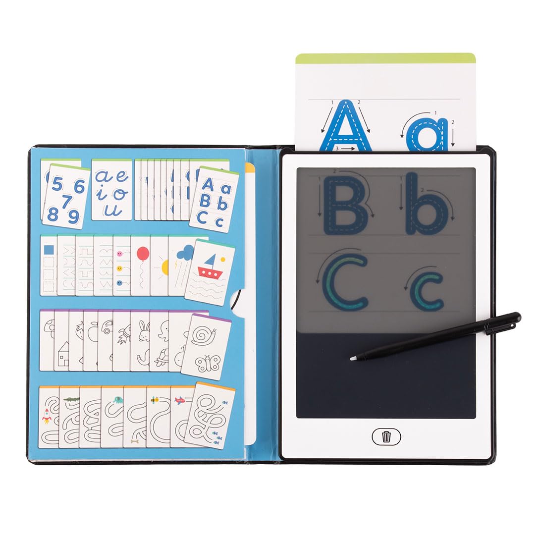 APLI Kids 20142 Draw and Learn LCD-Tafel mit Graphomotorik-Schablonen