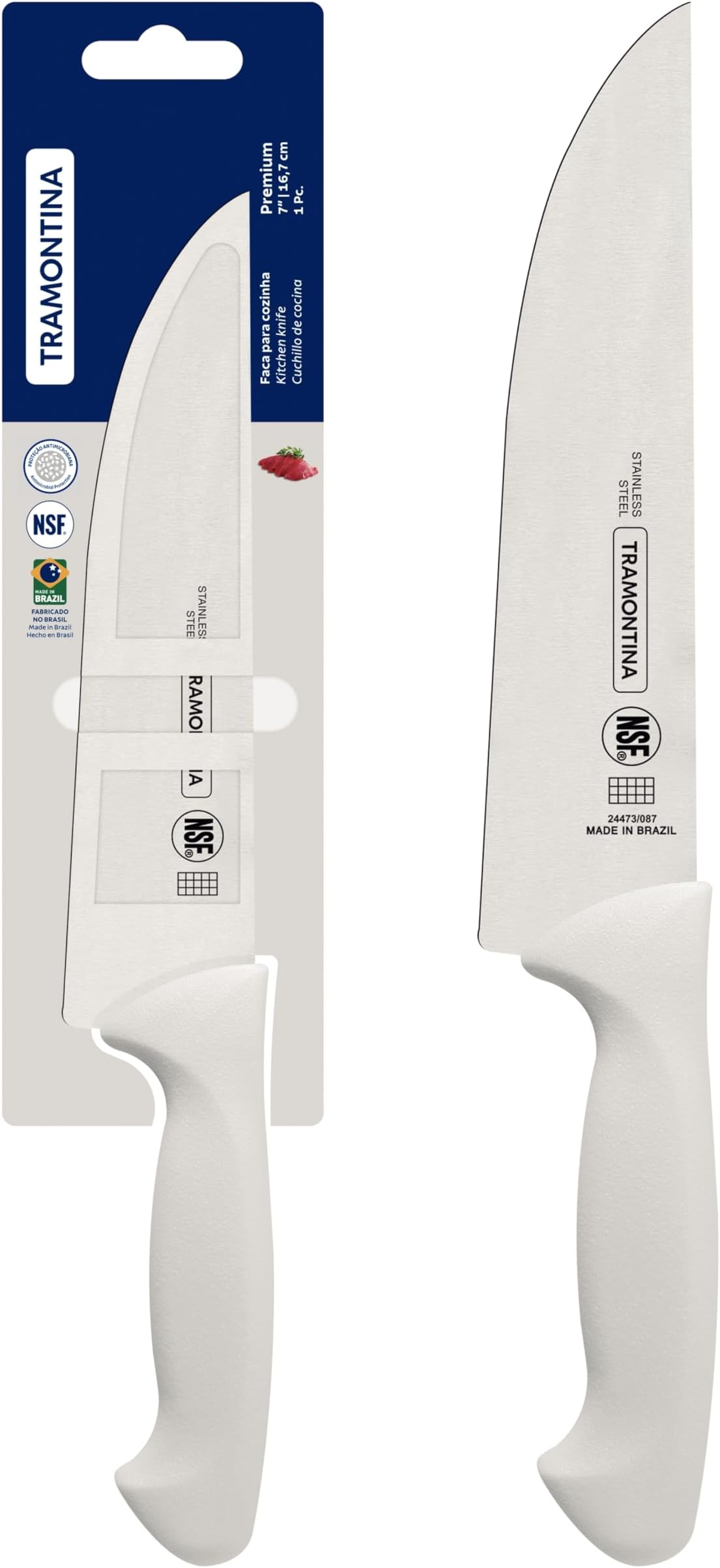 Tramontina Premium 7 Inches Meat Knife with Stainless Steel Blade and White Polypropylene Handle