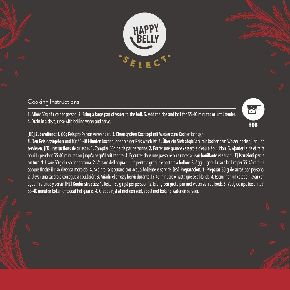 Marque Amazon - Happy Belly Select Riz rouge, 500g, lot de 6