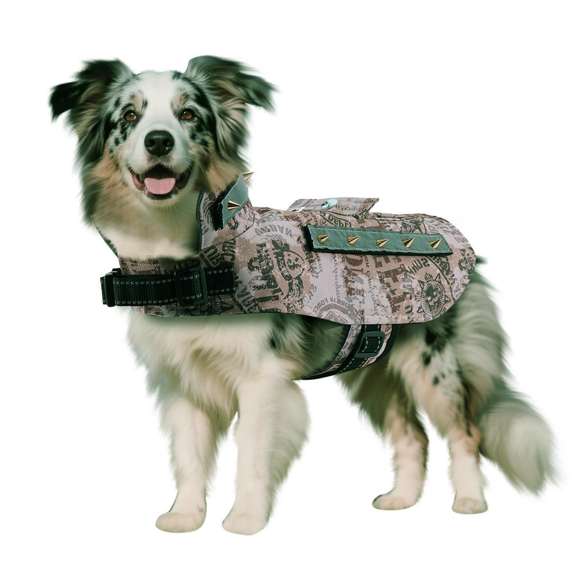 QLYEQI for Small Dogs, Anti-Attack Spiked Harness with Removable 2-Row & 4-Row Spikes, Puncture-Resistant & Lightweight ((FYF04,Medium)