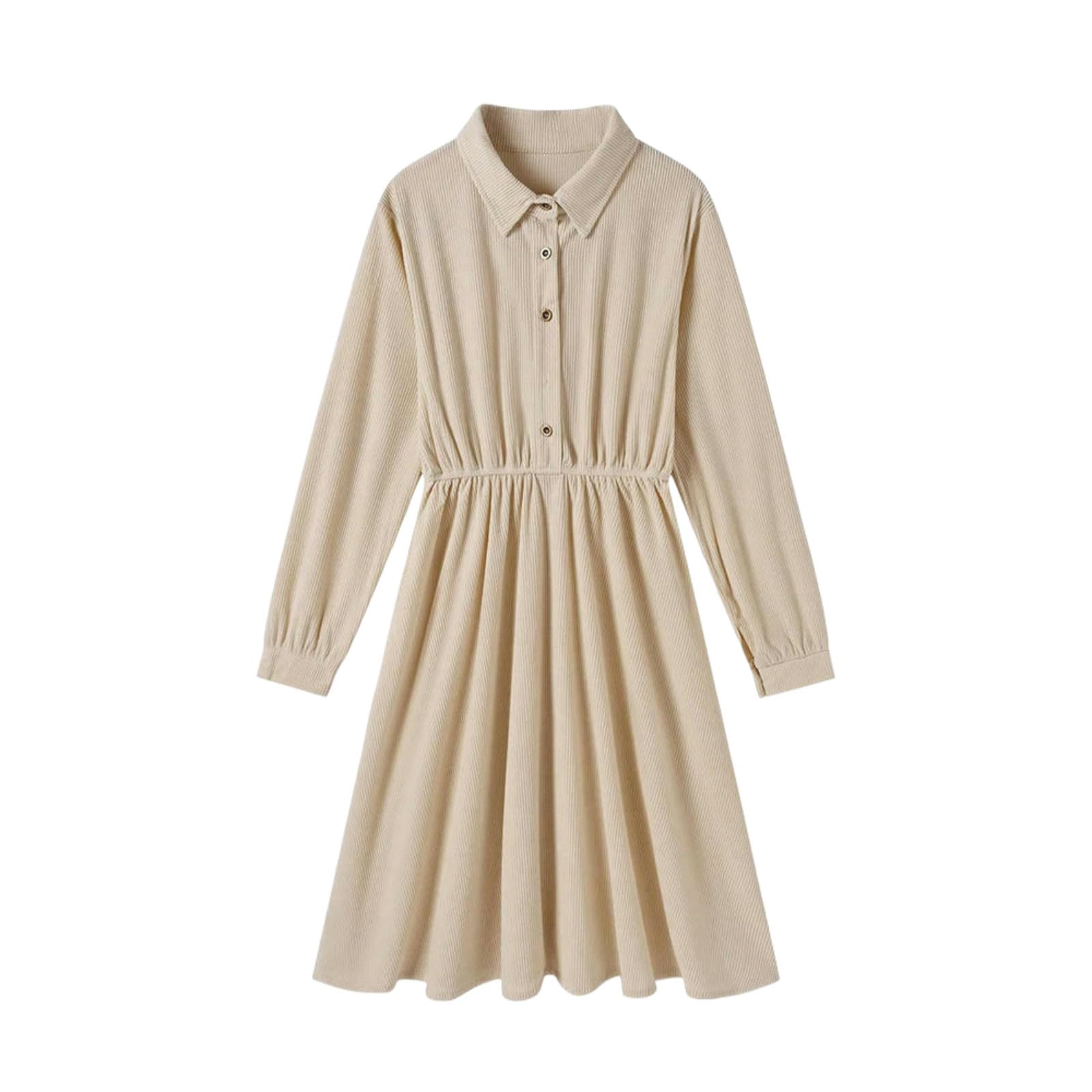 Vestiti a Maniche Lunghe Abito da Camicia Donna Preppy, Nuovo Solide, Elegante Midi Casual, Ufficio Classico E Vestito Quotidiano, Eleganti Abiti