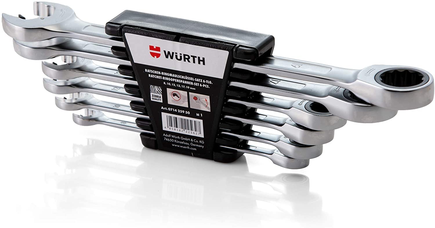 Würth Zebra Ratschenringschlüssel 6-teilig 8, 10, 12, 13, 17, 19 