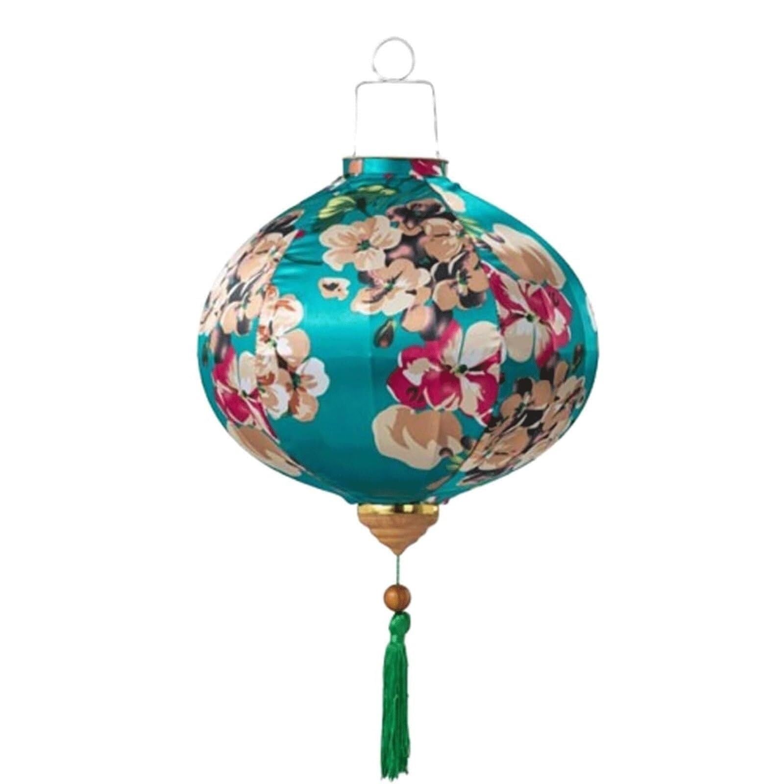 Asian lantern, Round Silk Lantern Traditional Peony Flower Pattern Hanging Chinese New Year and Spring Festival Decoration(Green,12inch)