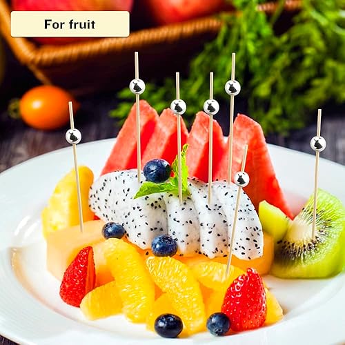 Miniatura 4 de 120 palillos de cóctel para aperitivos, palillos de cóctel para bebidas, palillos de dientes de bambú, palillos de dientes elegantes para