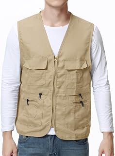 Men Women Fishing Vest Casual Outdoor Work Safari Travel Photo Vest Multi Pockets Photography Hiking Golf Cargo Coat