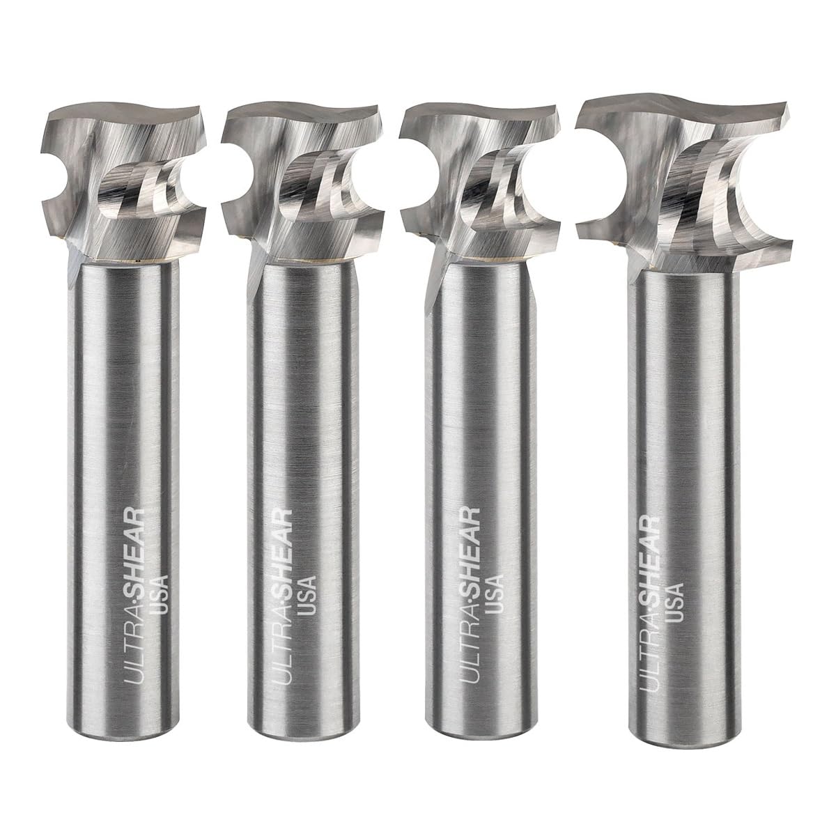 US5IHR-4PC Ensemble de fraises à défoncer demi-rondes, tige de 1,3 cm, 2 cannelures, tête en carbure, embouts à nez rond fabriqués aux États-Unis pour créer des tenons lâches
