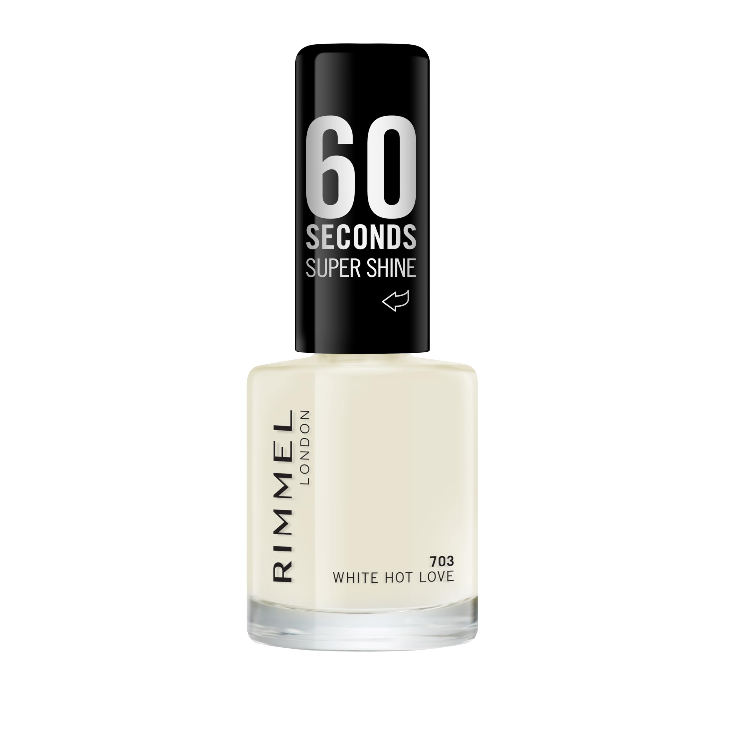 Rimmel London 60 Seconds Super Shine Nail Polish, 703 White Hot Love, 8 ml (Pack of 1)