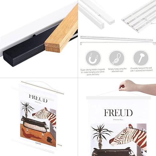 Miniatura 9 de Ywlake - Kit de marco magnético de madera estilo gancho, para colgar pergaminos, pósteres, mapas, lienzos y obras de arte de 40 x 27 pulgadas, 40 x