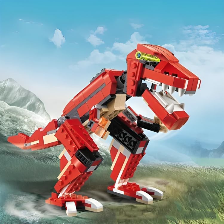 Image of Sky Tech Roaring Power Architect 3 in 1 Building Blocks Brick Set Dinosaur Aircraft Car Toy for Kids, Best Creativity Skills & Engineering Stem Educational Die Toys for Childrens, Set of 1