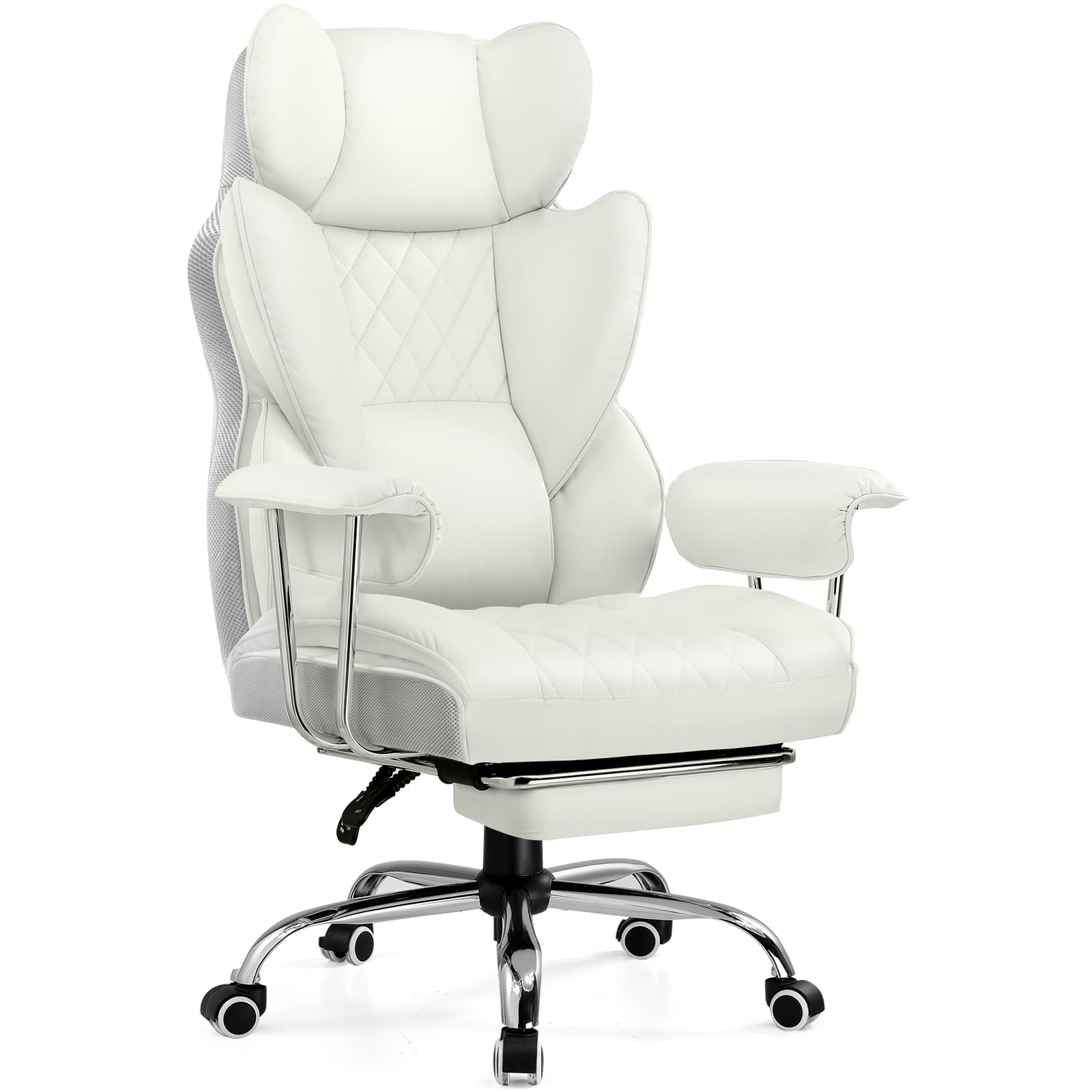 COMHOMABig and Tall Office Chair, High Back Leather Gaming Chair with Footrest, Executive Ergonomic Office Chairs with Pocket Spring Lumbar Support and with Outward Fixed Soft ArmrestsThe Forest Stewardship Council