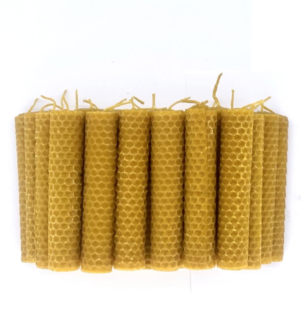 Vela de Miel de Abeja Natural. Velas de Cera de Abeja Pura (Pack de 35 velas 10 cm x 2,4 cm + 2 Palo Santo.) 100% Artesanal,Origen España, Sierra de La Culebra y Sanabria (Zamora) SIN PARAFINA