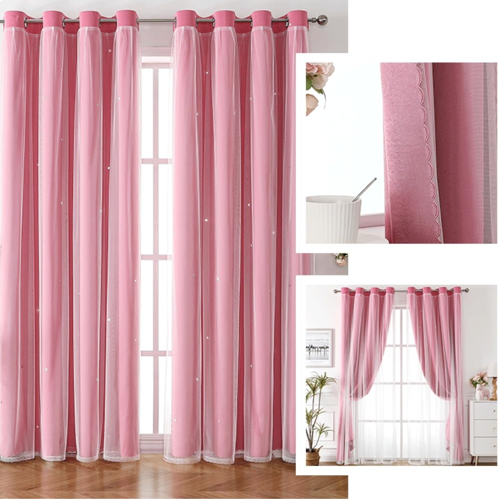 Tende Oscuranti,2 Pannelli Morbide Tende Per La Privacy Con Velo In Voile,Tende Termoisolanti Per Camera Da Letto,Cameretta Dei Bambini E Soggiorno,Arredamento Moderno-Black||W52*L72/132 * 183cm