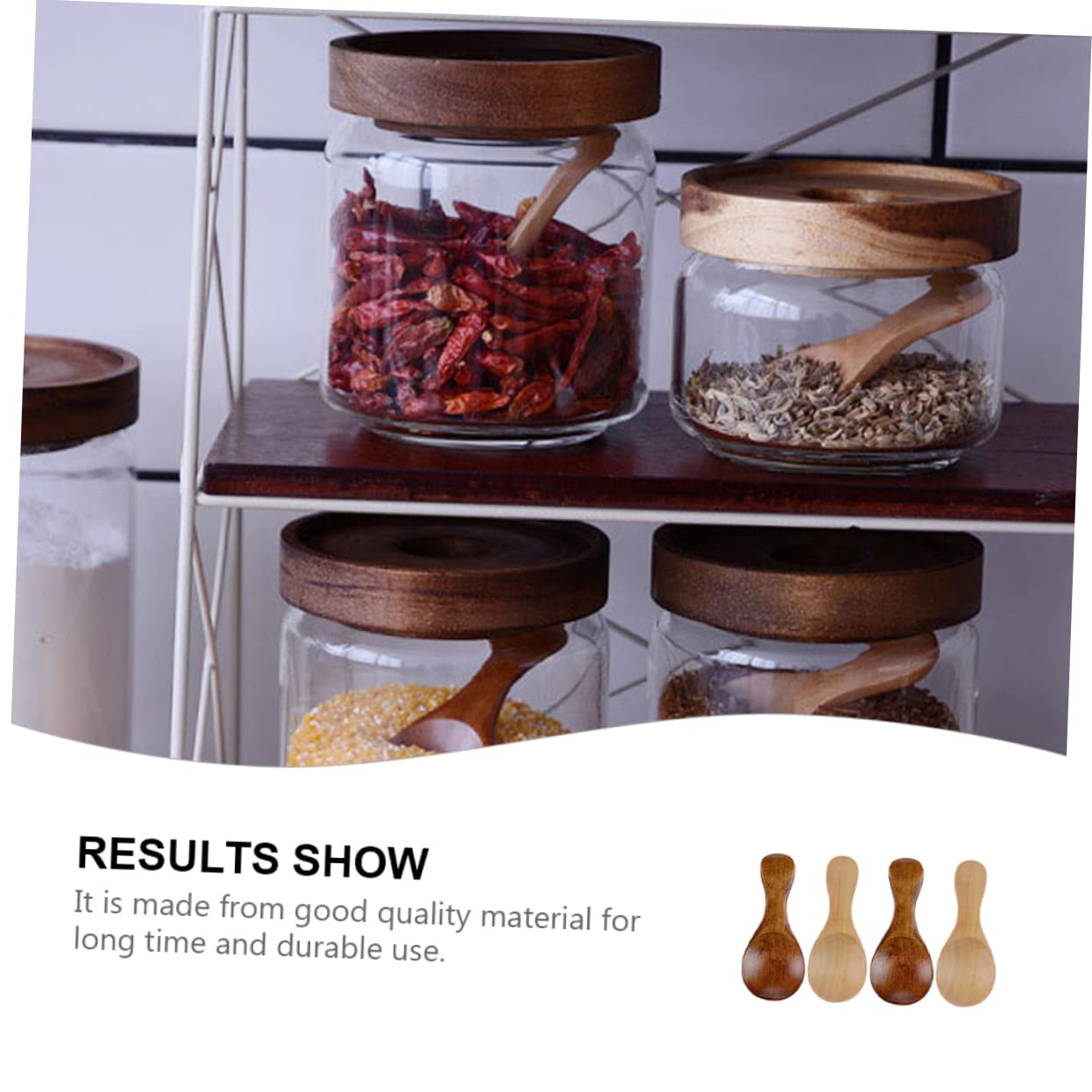 Cabilock Essential Kitchen Spoons 4 Pack Short Handle Wooden Versatile for Cooking Serving