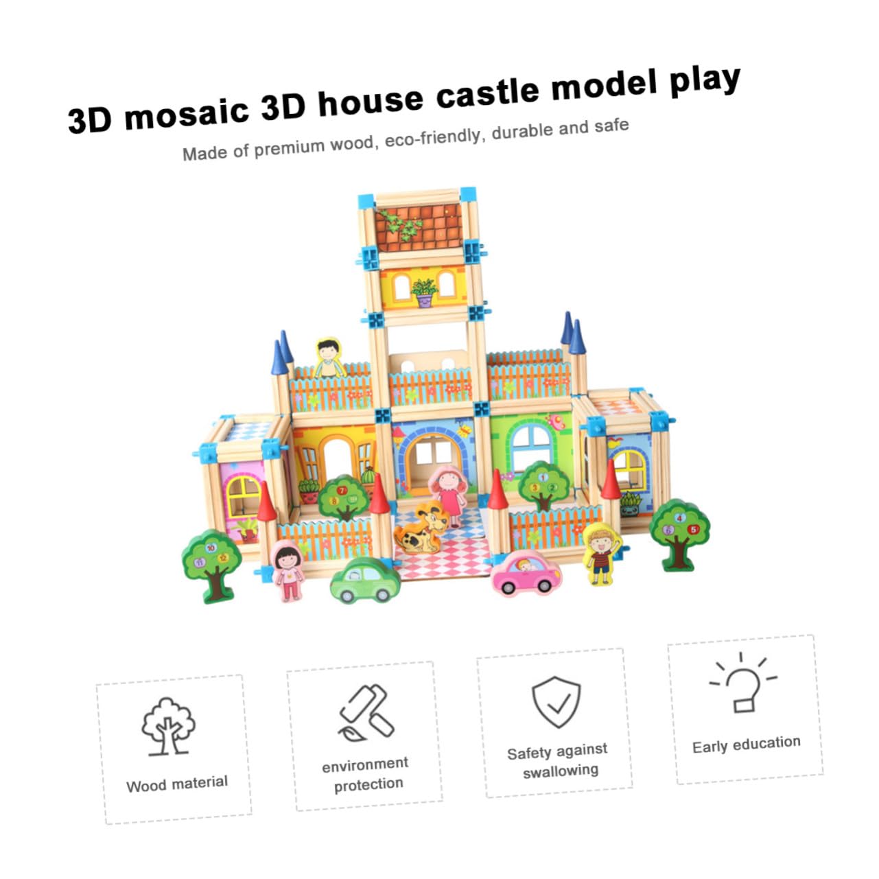 Rompecabezas 3D de Casa de Madera 128 Piezas para Armar | Modelo Creativo Educativo, Decoración de Escritorio para Mesa y Oficina, Mejora la Habilidad Manual y Lógica