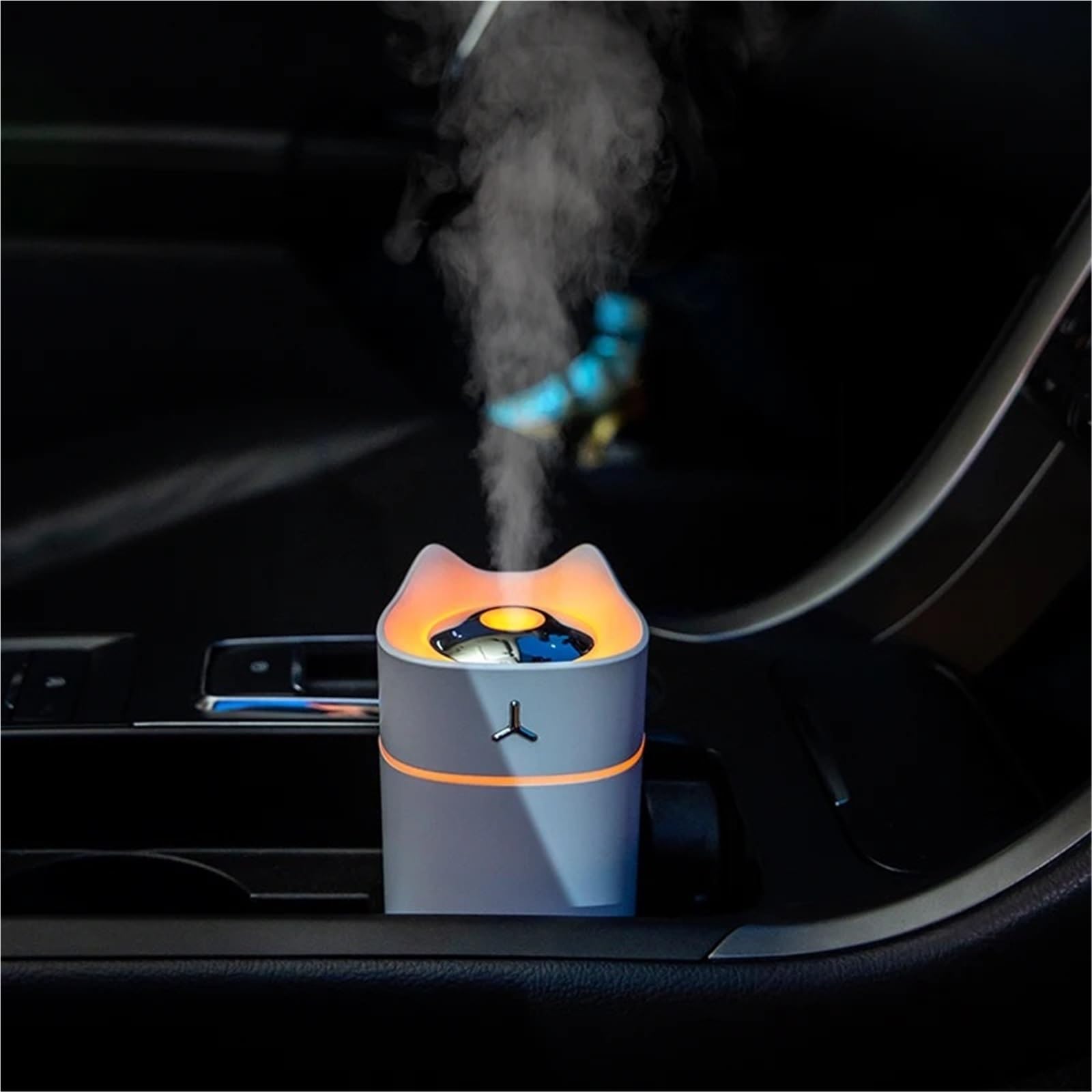 Nawilżacz Powietrza, Uroczy Kot 280ml Ultradźwiękowy Nawilżacz Powietrza USB Aroma Dyfuzor Odświeżacz Samochodowy z Lampą Zmieniającą Kolor do Domu i Biura