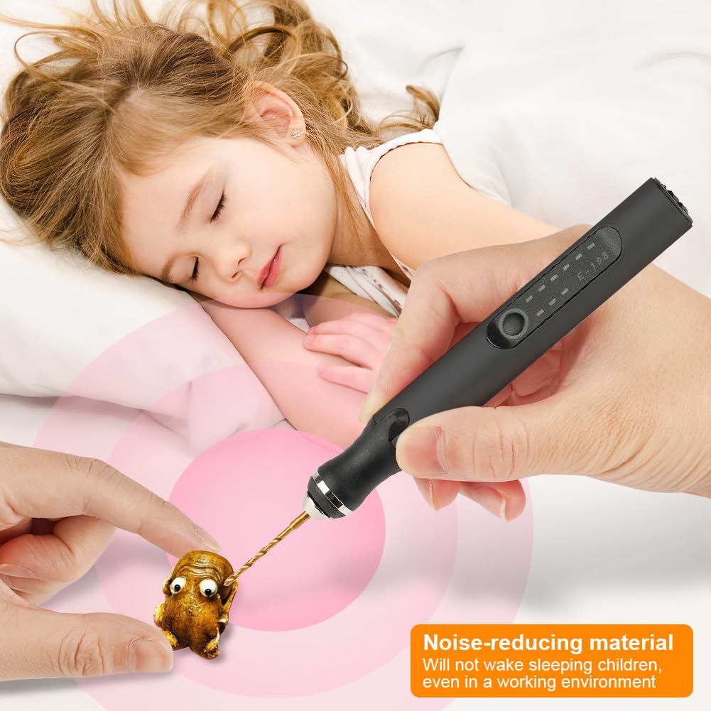 Ainiv 3 Velocidades Mini Amoladora Taladro Eléctrica, con 10 Brocas Pequeñas Carga USB Mini Taladro, Microtaladro para Llaveros de Plástico, Resina y Madera, Fabricación de Joyas (Negro)