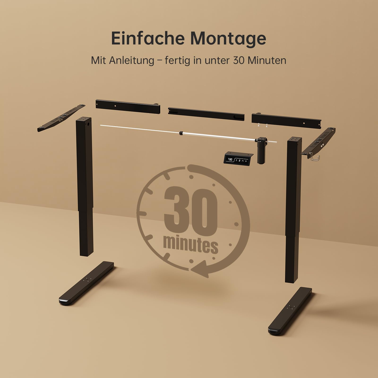 JUMMICO Höhenverstellbarer Schreibtisch Gestell, Stabiler Tischgestell, Elektrisch Höhenverstellbare Tischbeine, Steh-Sitz Bürotisch, Stehpult, Standing Desk mit 2 Memory-Funktion Schwarz