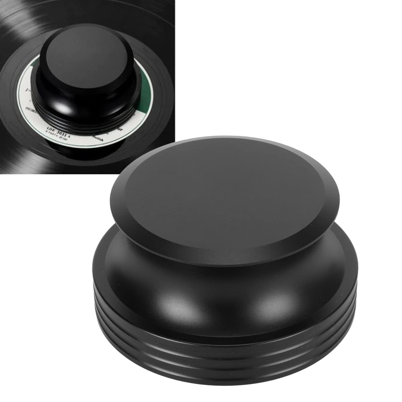 JTLB Stabilizzatore del Disco per Giradischi LP Lega di Alluminio Stabilizzatore del Peso del Disco HiFi Riduttore di Vibrazioni per Giradischi (Nero)