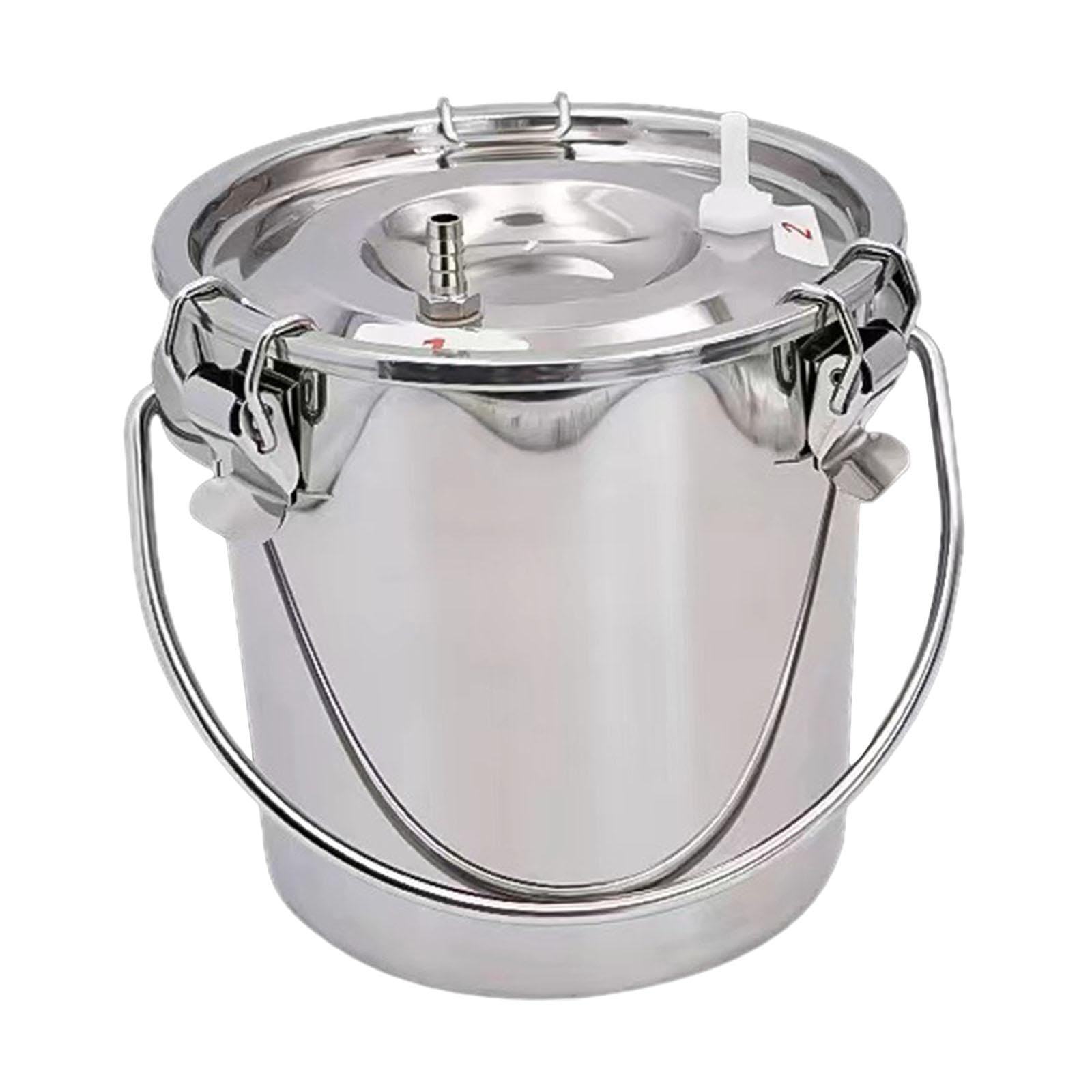 Juego de 2 cubos de ordeñadora para ordeñadora, para vaca, oveja, caballo, 3 L, plateado