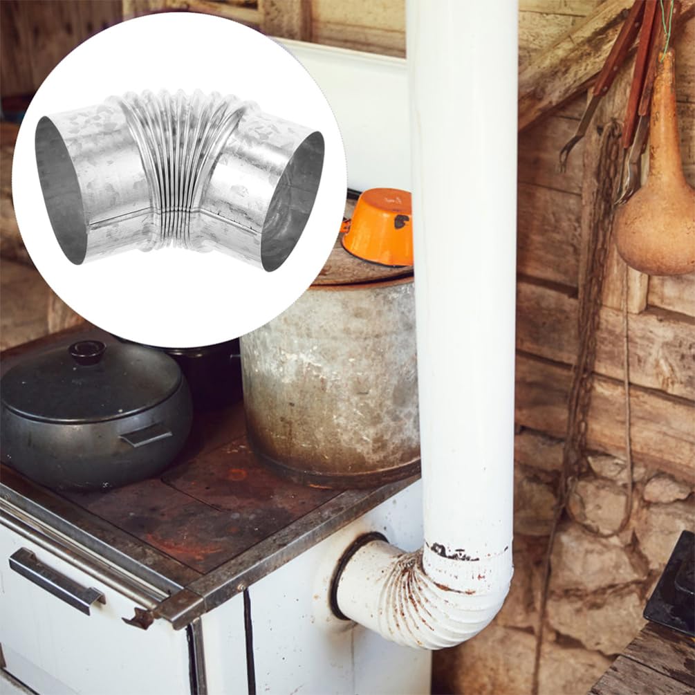 OSALADI Tubo Adattatore Gomito per Condotto Fumario Prolunga per Stufa a Legna Realizzato in Materiale Zincato Design Connettore per Condotti Interni