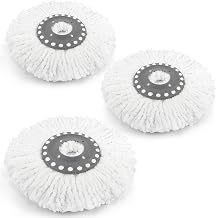 3 Pack Premium Replacement Mop Heads Refill for 360  Rotating Round Spin Magic Mop Microfibre, White