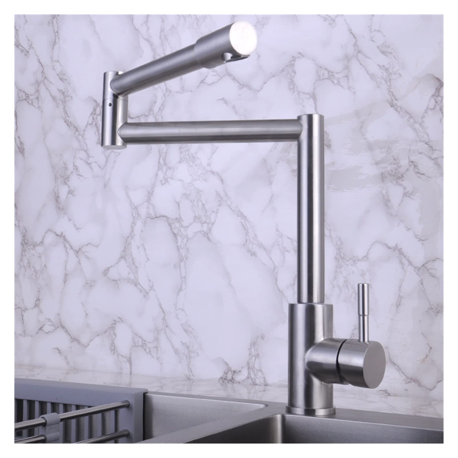 Kran umywalkowy, 304 Ze Stali Nierdzewnej Kale kuchenne Hot and Cold Water Sink Faucet Universal Folding Pot Filler Faucet