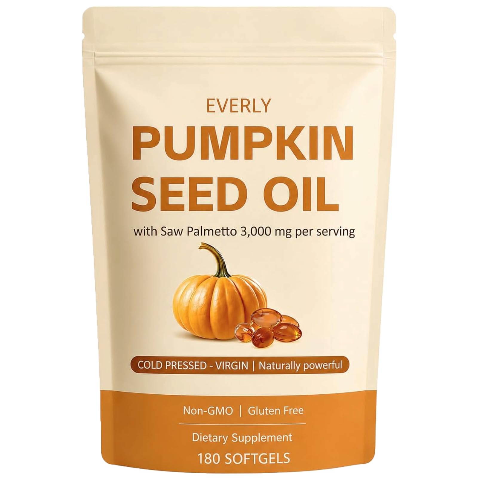 Everly Pumpkin Seed Oil with Saw Palmetto Softgels (180 Count)