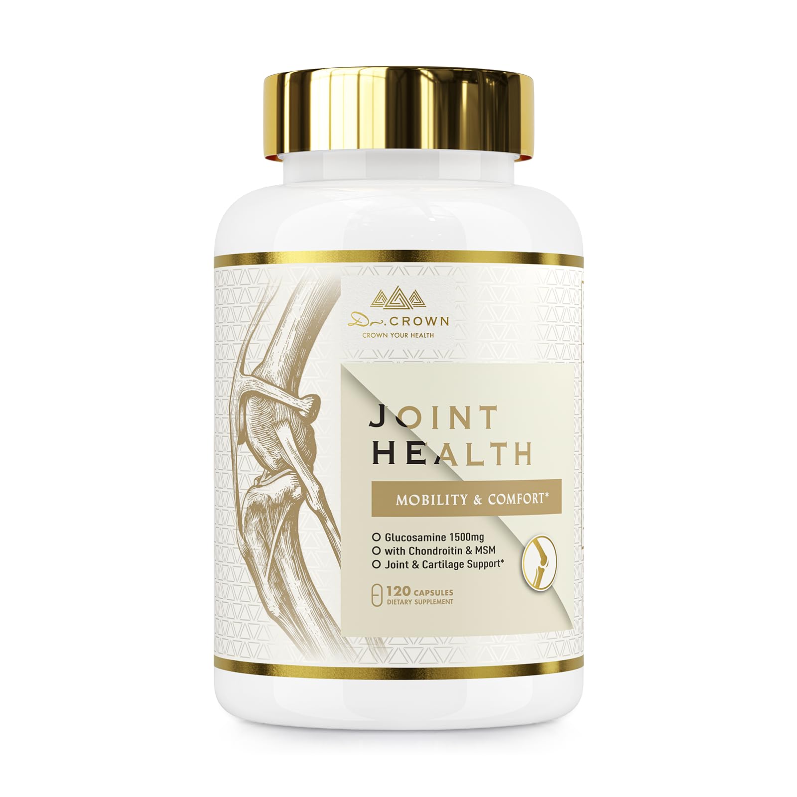 DR. Crown Glucosamine Chondroitin MSM Suppplement for Joint Health 120 Count (Pack of 1)