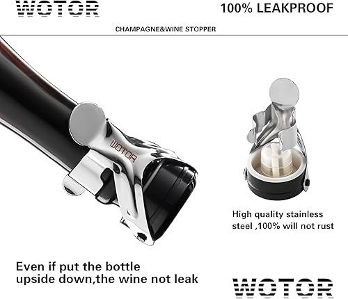 Miniatura 2 de Tapones para botellas de champán y vino, de acero inoxidable con silicona de grado alimenticio, a prueba de fugas, se mantienen frescos,