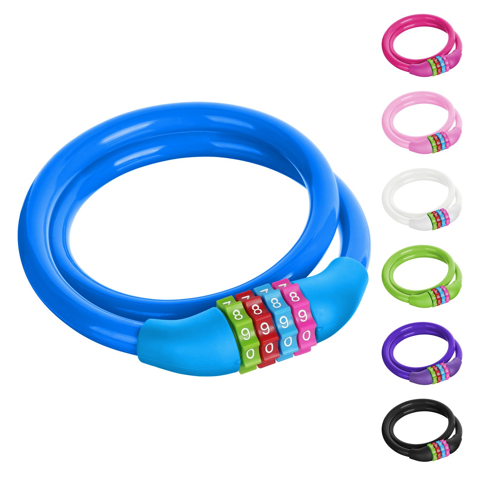 AOOSA 4-Digit Password Bicycle Lock, Portable Anti Theft Cable Lock