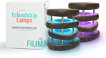 Friendship Lamp® by Filimin Set of 2 Long Distance Touch Lamps – WiFi Connected, Long Distance Gifts, Touch Activated Table Lamp, Long Distance Friendship Gifts, LED Light - Mid Century Kona/Gold