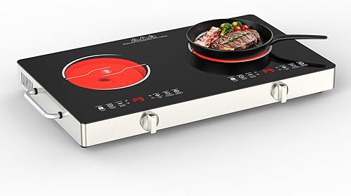 Cocina eléctrica, estufa de 110 V 2400 W, encimera con 9 niveles de potencia, pantalla LED, bloqueo de seguridad para niños, temporizador, perilla y