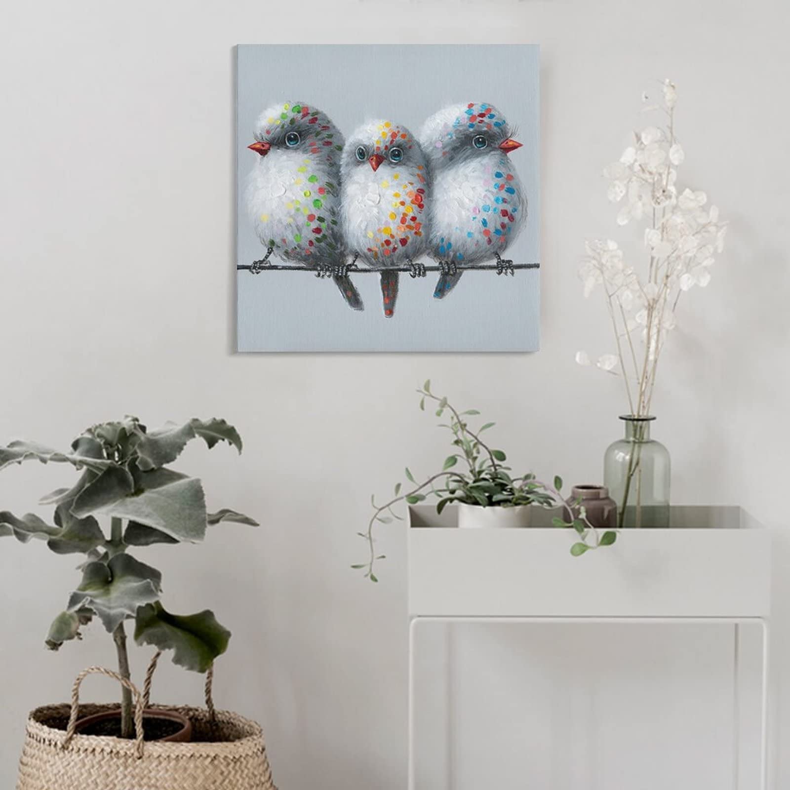 夜明けの鳥の絵　額付き絵画　イラスト　ポップアート 夜明けの鳥の絵 額付き絵画 イラスト ポップアート