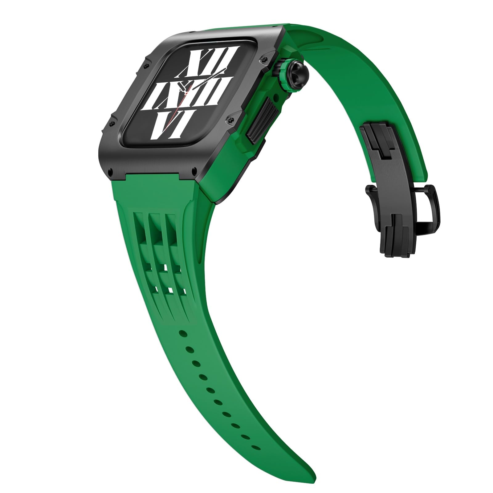 Kit de modificación Apple Watch 45mm con correa de goma y caja de aleación resistente 6