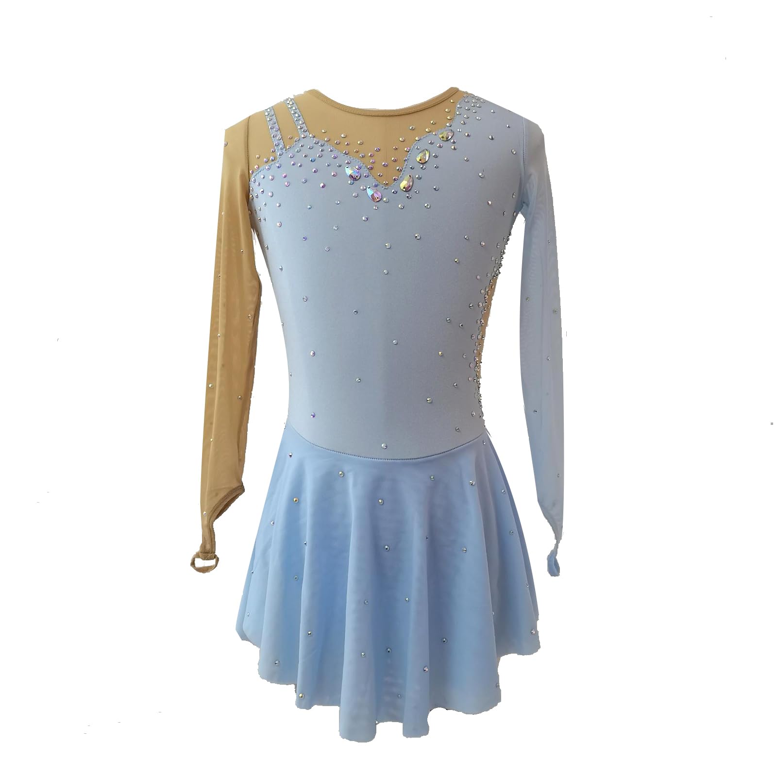 LIUHUO Eiskunstlaufkleid blau für Mädchen Langarm Kinder und Erwachsene Wettkampfleistung