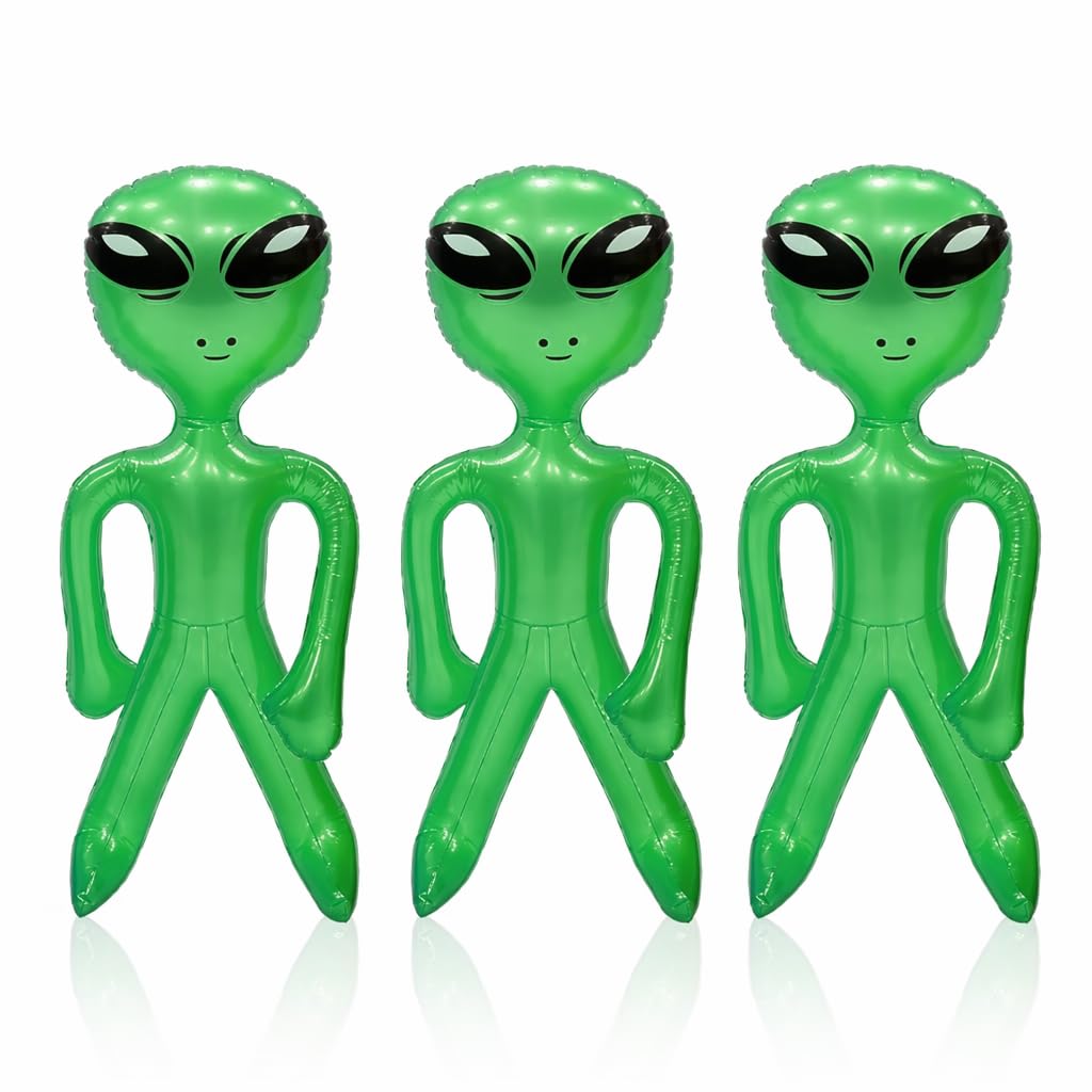 3-Pack Inflatable Alien Decorations, Blow Up Alien Props