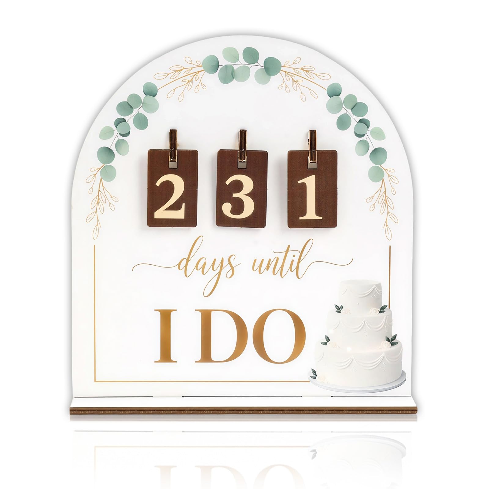 Wedding Countdown Sign with Base Hooks & Numbers,Engagement Gifts & Wedding Planner Decor for New Couples, Gifts for Fiance - Rustic Wedding Decorations, Engagement Decorations