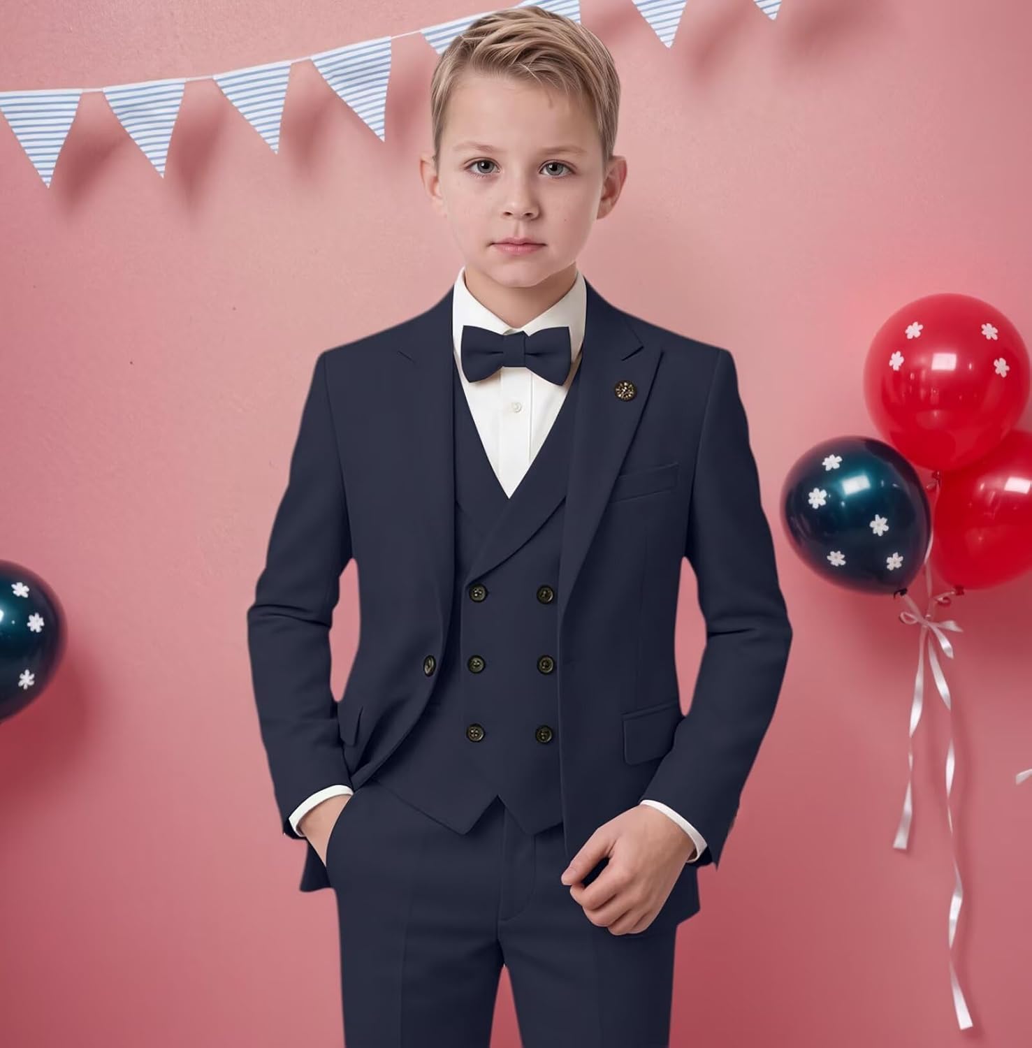Suits for Boys Slim Fit Blazer Vest and Pants Kids 3 Piece Formal Wedding Prom Party Tuxedos