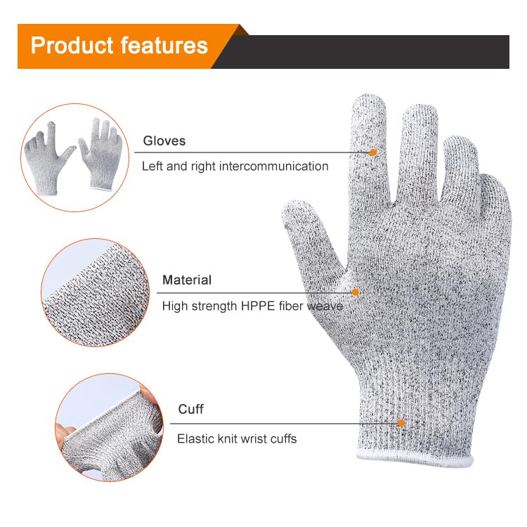 VOLO Level 5 Hand Protection Cut Resistant Gloves | Food Grade Safety for Kitchen Cutting & Industrial Work | Anti-Slip Grip Gloves for Cooking, Yard Work & Daily Tasks | Free Size | 1 Pair 1