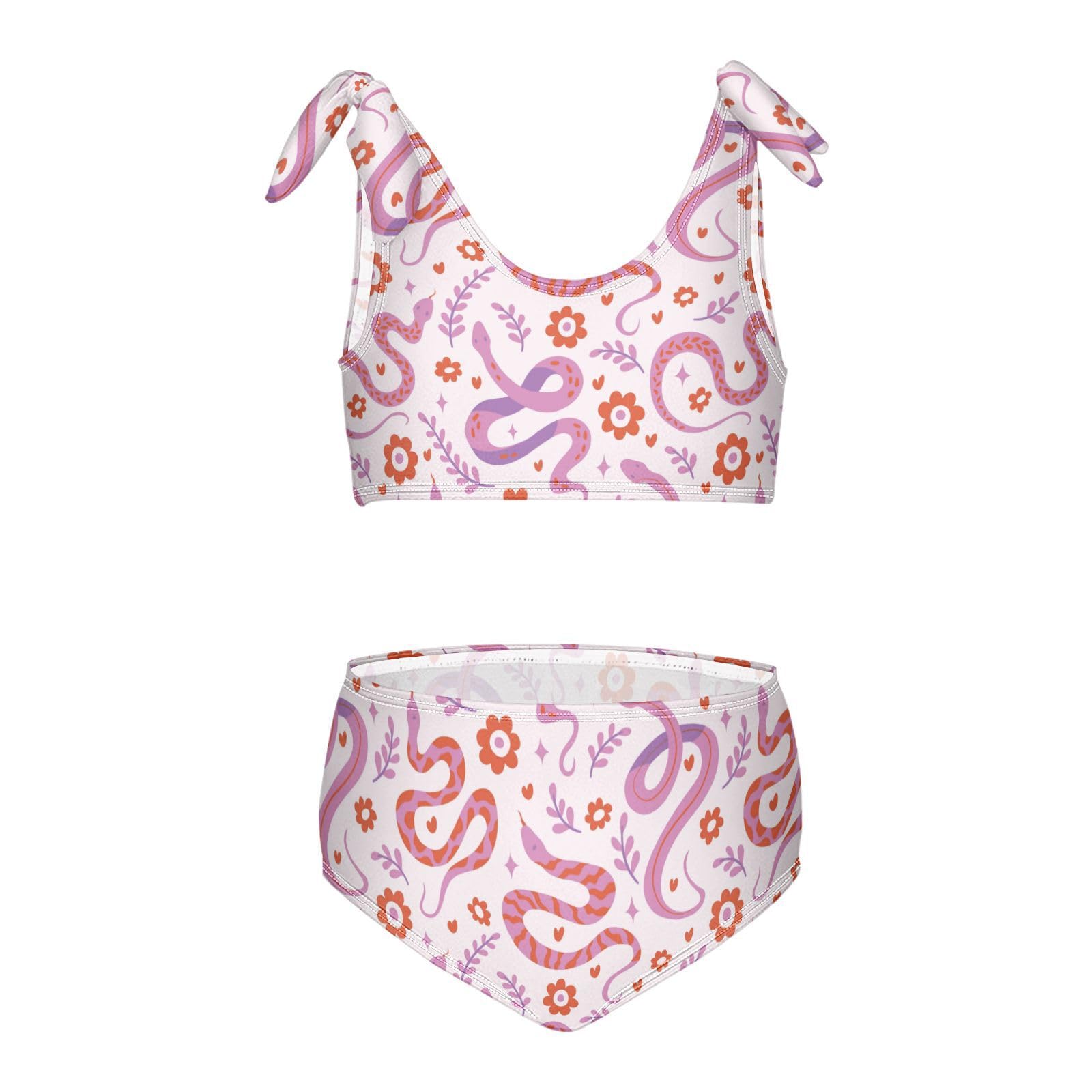 Wusikd Cute Snake Girls Swimsuits Two Piece Swimwear Bikini Set for for Girls Size 5-6T Multi