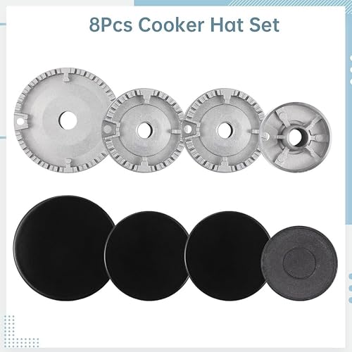 Miniatura 7 de Homaisson Juego de sombreros de cocina, 8 piezas de repuesto para estufa de gas, kit de repuesto de tapa de llama, distribución de llama, estufas de