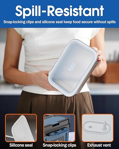 Miniatura 7 de Fiambrera eléctrica inalámbrica para adultos Fiambrera calentada a batería con recipiente de acero inoxidable de 1.2 L, función de temporizador y