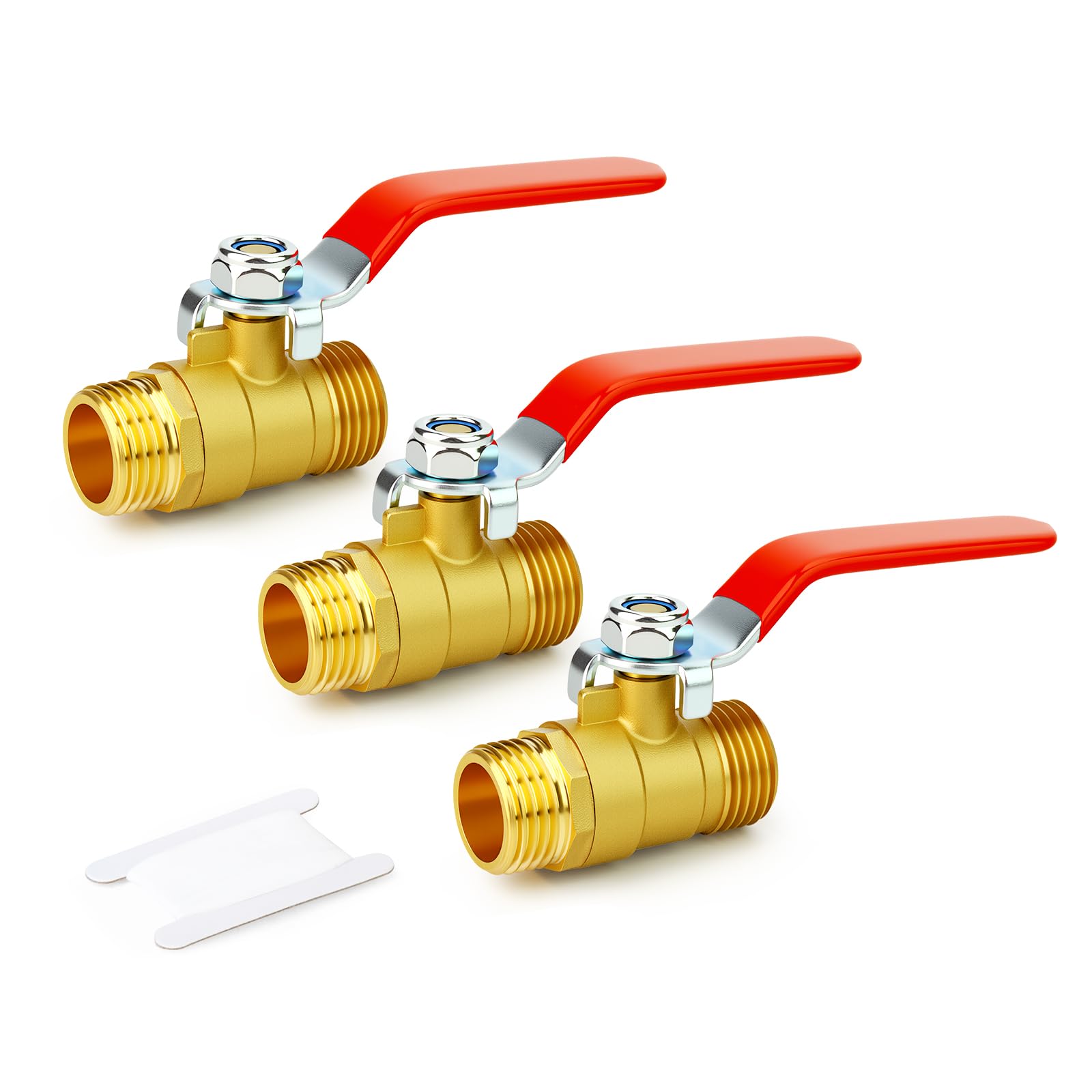 GASHER 3PCS 1/2 Inch Brass Mini Ball Valve, Shut Off Valve, 1/2 Inch MNPT Thread Pipe Fitting