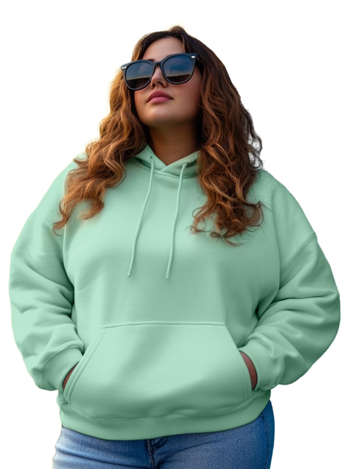 juneberry Cotton Fleece Regular Fit Solid Core Plus Size Hooded Sweatshirt for Women (Available Colors: Black, Lilac, Maroon, Mustard, Pista & Purple)-picture-39