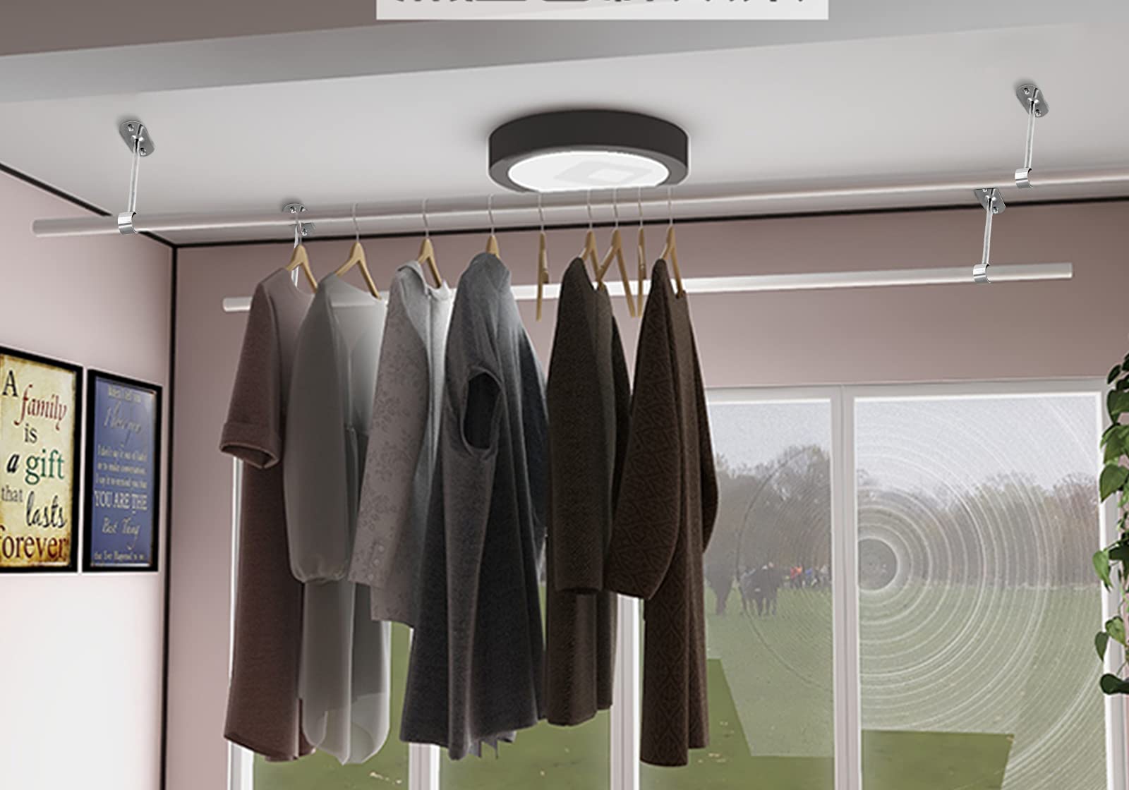 Jiozermi Lot de 4 supports de tringle à rideau de 2,5 cm, support de tringle à rideau de plafond, support de tringle de placard, support de tringle de placard, support de tringle de placard, 30 cm de