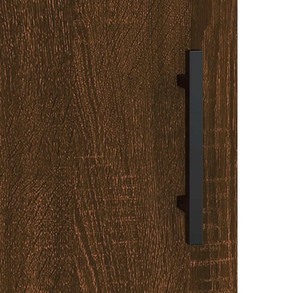 Credenza In Legno Multistrato Rovere Marrone 91x29,5x75 Cm – Mobiletto Portaoggetti Con Piano Espositivo, Per Soggiorno Cucina E Ufficio - 3