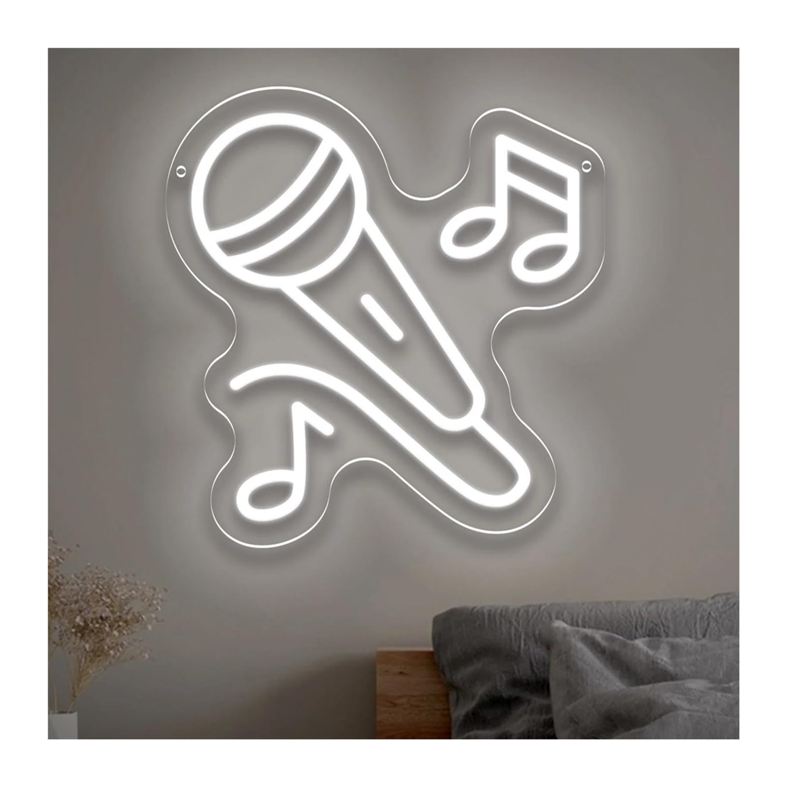Insegna al Neon Insegna Al Neon Con Microfono, Note Musicali, Luce Per Karaoke, Bar Dal Vivo, Studio Di Casa, Decorazione Per Amanti Della Musica, 30,5x29cm
