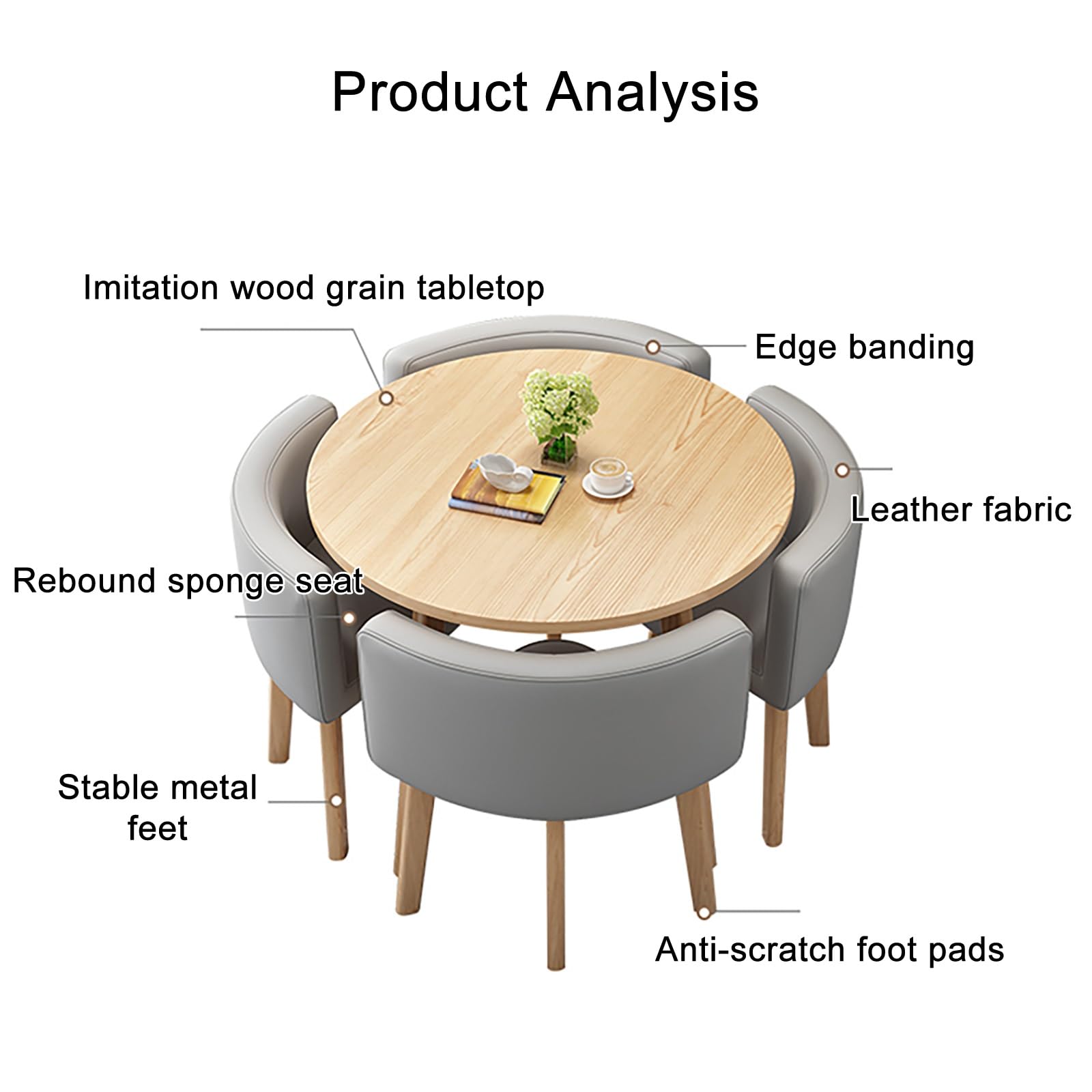Esstisch Set, Verkaufsbüro, Kitchen Breakfast Bar Table, Büro-Empfangsraum-Clubtisch, für Geschäfte, Besprechungen, Kleine Runde Tische, Büro-Konferenztische(Gray)